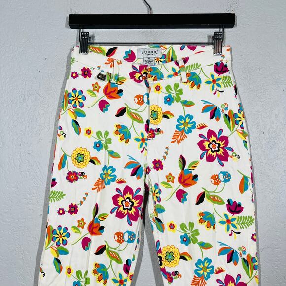 Vintage Floral Print Guess Ankle Jeans Crop Zip Fly - M - Picture 2 of 4